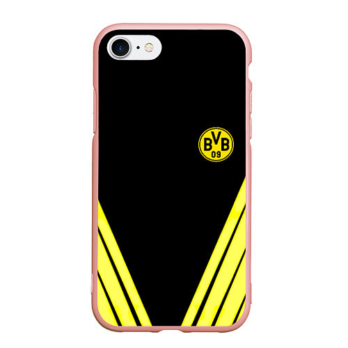 Чехол iPhone 7/8 матовый Borussia geometry yellow / 3D-Светло-розовый – фото 1
