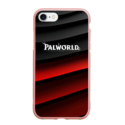 Чехол iPhone 7/8 матовый Palworld logo black red abstract / 3D-Светло-розовый – фото 1