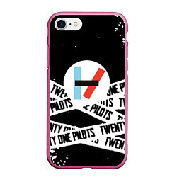 Чехол iPhone 7/8 матовый Twenty one pilots stripes steel, цвет: 3D-малиновый