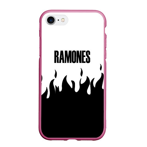 Чехол iPhone 7/8 матовый Ramones fire black rock / 3D-Малиновый – фото 1
