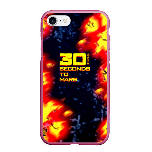 Чехол iPhone 7/8 матовый Thirty Seconds to Mars огненное лого / 3D-Малиновый – фото 1