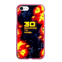 Чехол iPhone 7/8 матовый Thirty Seconds to Mars огненное лого, цвет: 3D-малиновый