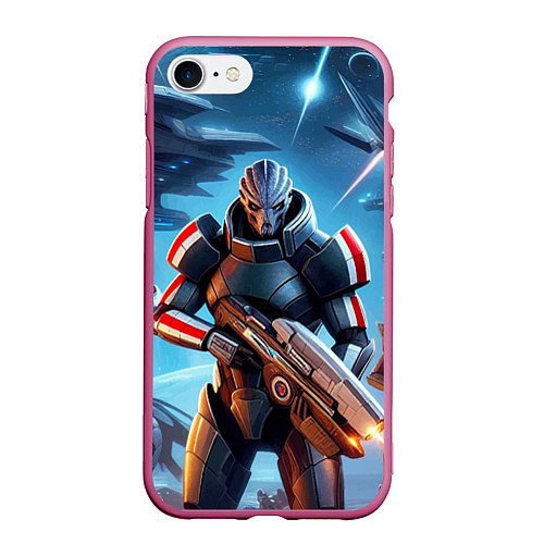 Чехол iPhone 7/8 матовый Mass Effect - ai art / 3D-Малиновый – фото 1