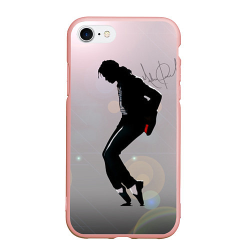 Чехол iPhone 7/8 матовый Майкл Джексон под прожекторами - с автографом / 3D-Светло-розовый – фото 1