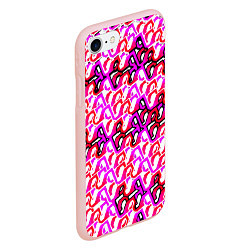 Чехол iPhone 7/8 матовый Розовый узор и белая обводка, цвет: 3D-светло-розовый — фото 2