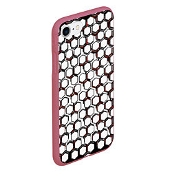 Чехол iPhone 7/8 матовый Киберпанк узор из шестиугольников красный, цвет: 3D-малиновый — фото 2