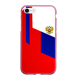 Чехол iPhone 7/8 матовый Россия геометрия спортивная, цвет: 3D-малиновый