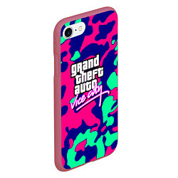 Чехол iPhone 7/8 матовый GTA vice city камуфляж, цвет: 3D-малиновый — фото 2