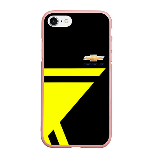 Чехол iPhone 7/8 матовый Chevrolet yellow star / 3D-Светло-розовый – фото 1