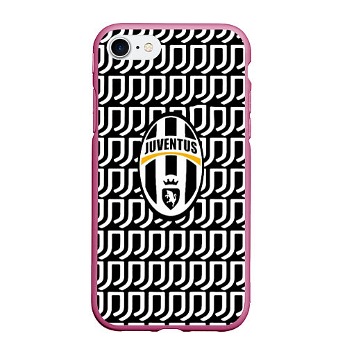 Чехол iPhone 7/8 матовый Juventus pattern fc / 3D-Малиновый – фото 1