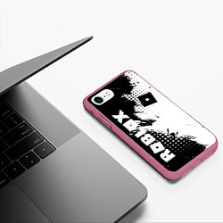 Чехол iPhone 7/8 матовый Роблокс - черно-белая абстракция, цвет: 3D-малиновый — фото 2