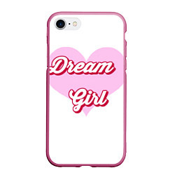 Чехол iPhone 7/8 матовый Девушка-мечта и розовое сердце, цвет: 3D-малиновый