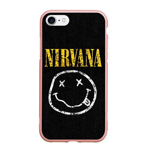 Чехол iPhone 7/8 матовый Джинсовка с nirvana / 3D-Светло-розовый – фото 1