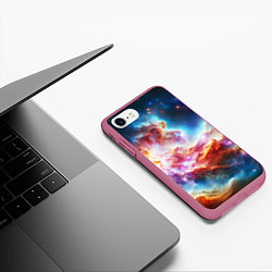 Чехол iPhone 7/8 матовый The cosmic nebula, цвет: 3D-малиновый — фото 2