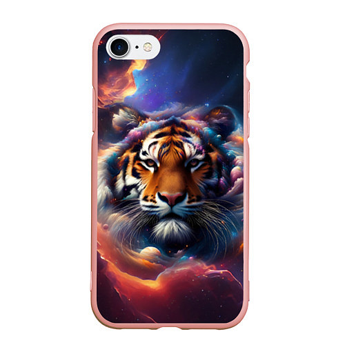 Чехол iPhone 7/8 матовый Космический лев / 3D-Светло-розовый – фото 1
