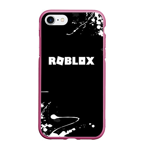 Чехол iPhone 7/8 матовый Roblox текстура краски белые / 3D-Малиновый – фото 1