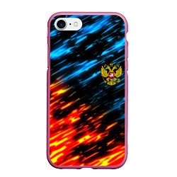 Чехол iPhone 7/8 матовый Герб России огненный стиль, цвет: 3D-малиновый