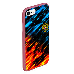 Чехол iPhone 7/8 матовый Герб России огненный стиль, цвет: 3D-малиновый — фото 2