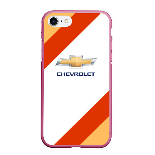 Чехол iPhone 7/8 матовый Chevrolet line / 3D-Малиновый – фото 1