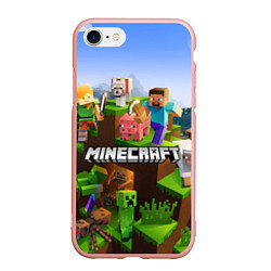 Чехол iPhone 7/8 матовый Minecraft pixel world