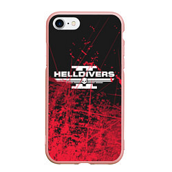 Чехол iPhone 7/8 матовый Helldivers 2 red, цвет: 3D-светло-розовый