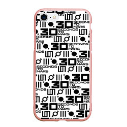 Чехол iPhone 7/8 матовый Thirty Seconds to Mars pattern rock, цвет: 3D-светло-розовый