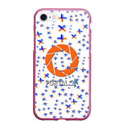 Чехол iPhone 7/8 матовый Portal logo pattern steel, цвет: 3D-малиновый