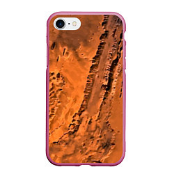 Чехол iPhone 7/8 матовый Каналы на Марсе - star dust, цвет: 3D-малиновый