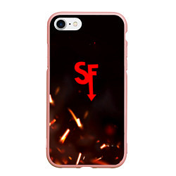 Чехол iPhone 7/8 матовый Sally face искры огня, цвет: 3D-светло-розовый