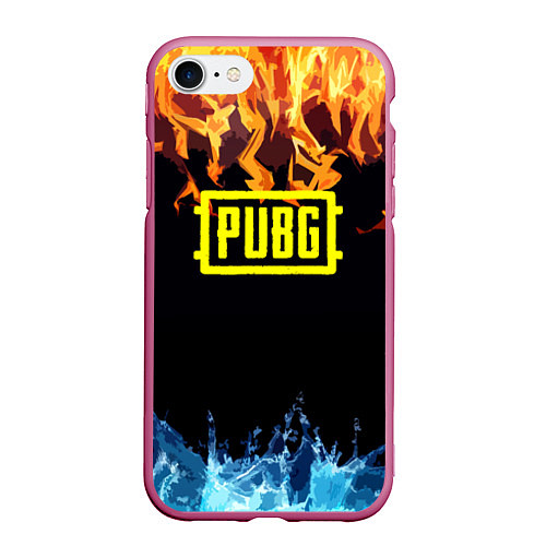 Чехол iPhone 7/8 матовый PUBG online битва огня и льда / 3D-Малиновый – фото 1