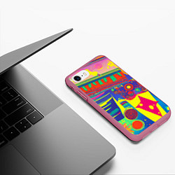 Чехол iPhone 7/8 матовый Яркая графическая абстракция, цвет: 3D-малиновый — фото 2