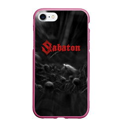 Чехол iPhone 7/8 матовый Sabaton rock steel band, цвет: 3D-малиновый