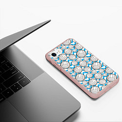 Чехол iPhone 7/8 матовый Мячи волейбольные паттерн, цвет: 3D-светло-розовый — фото 2