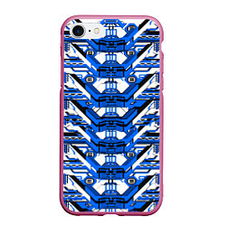 Чехол iPhone 7/8 матовый Сине-белая техно броня, цвет: 3D-малиновый