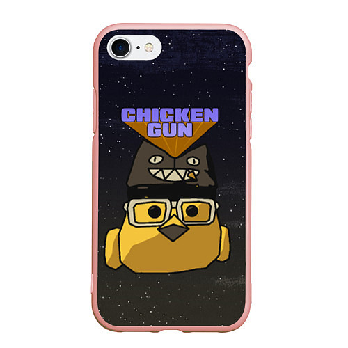 Чехол iPhone 7/8 матовый Chicken gun space / 3D-Светло-розовый – фото 1