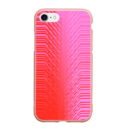 Чехол iPhone 7/8 матовый Красные градиентные линии, цвет: 3D-светло-розовый
