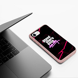 Чехол iPhone 7/8 матовый GTA storm vice city, цвет: 3D-светло-розовый — фото 2