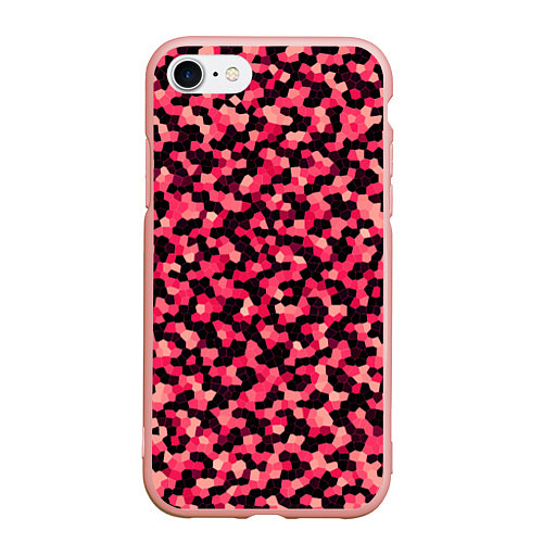 Чехол iPhone 7/8 матовый Мозаика красно-бордовый / 3D-Светло-розовый – фото 1