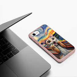 Чехол iPhone 7/8 матовый Кот крик вязаный арт, цвет: 3D-светло-розовый — фото 2