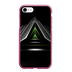 Чехол iPhone 7/8 матовый Black green abstract nvidia style, цвет: 3D-малиновый