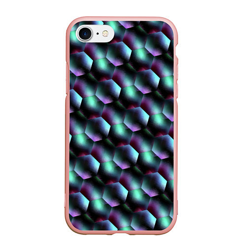 Чехол iPhone 7/8 матовый Красно-черно-зеленые кубики / 3D-Светло-розовый – фото 1