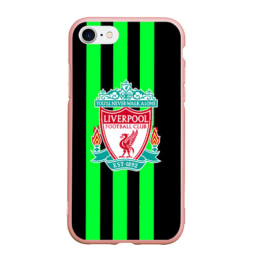 Чехол iPhone 7/8 матовый Liverpool line green / 3D-Светло-розовый – фото 1