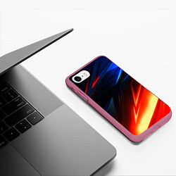 Чехол iPhone 7/8 матовый Geometry stripes neon steel, цвет: 3D-малиновый — фото 2