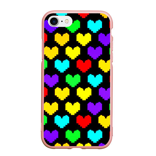 Чехол iPhone 7/8 матовый Undertale heart pattern / 3D-Светло-розовый – фото 1