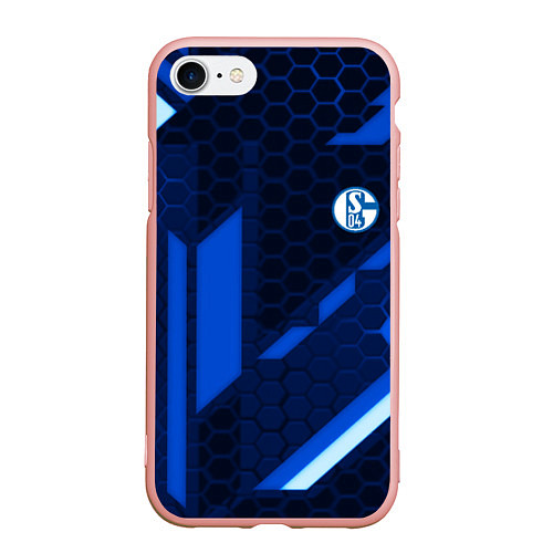 Чехол iPhone 7/8 матовый Schalke 04 sport geometry / 3D-Светло-розовый – фото 1