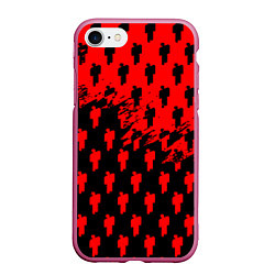 Чехол iPhone 7/8 матовый Billie Eilish pattern music steel, цвет: 3D-малиновый