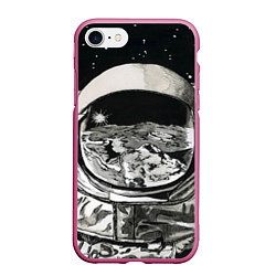 Чехол iPhone 7/8 матовый Космонавт в черно-белом мире
