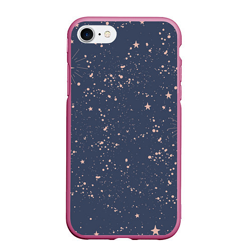 Чехол iPhone 7/8 матовый Космическое поле звёзд / 3D-Малиновый – фото 1