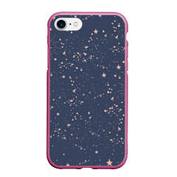 Чехол iPhone 7/8 матовый Космическое поле звёзд, цвет: 3D-малиновый