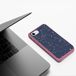 Чехол iPhone 7/8 матовый Космическое поле звёзд, цвет: 3D-малиновый — фото 2